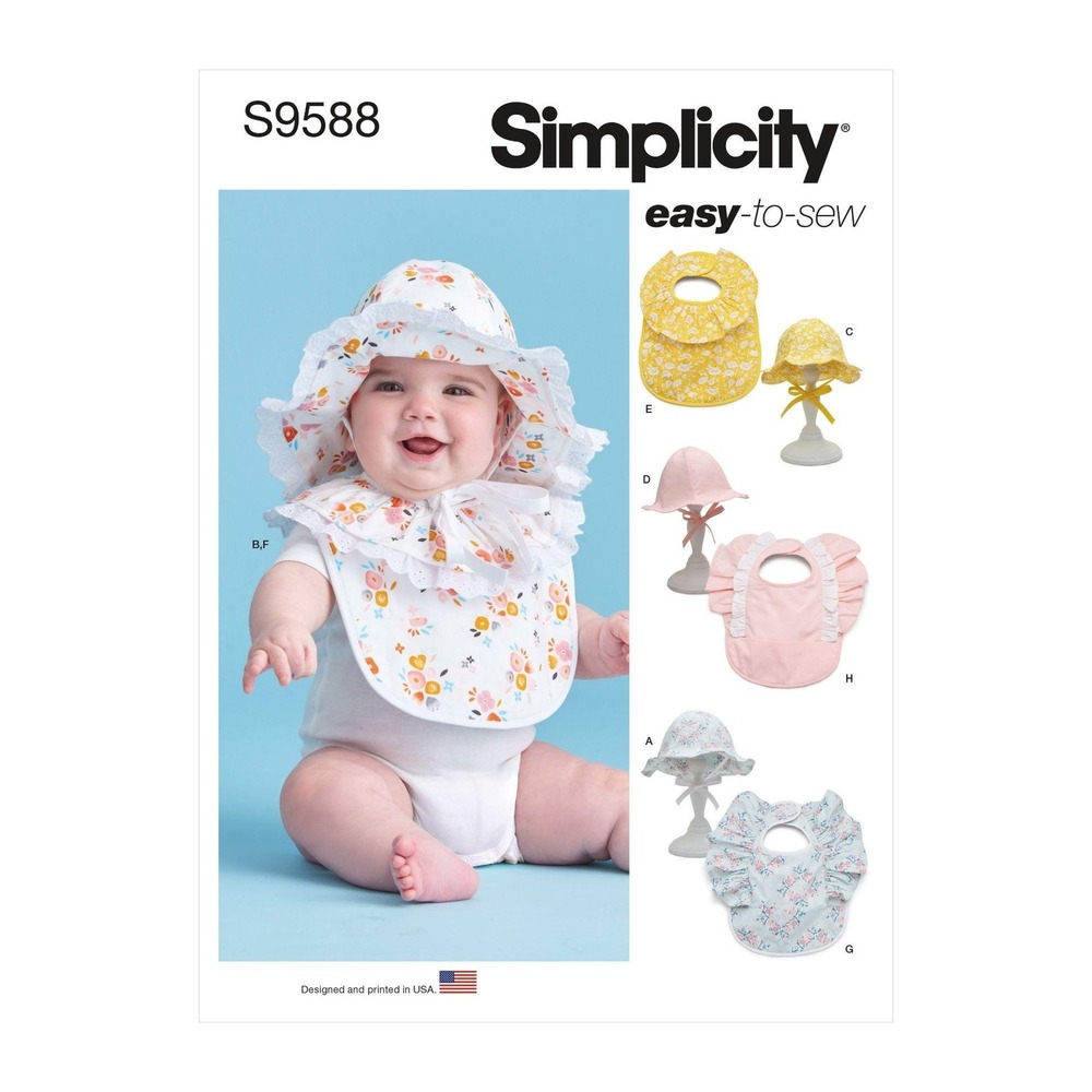 Simplicity Sewing‎ Pattern 9588 11525 Babies Hats and Bibs